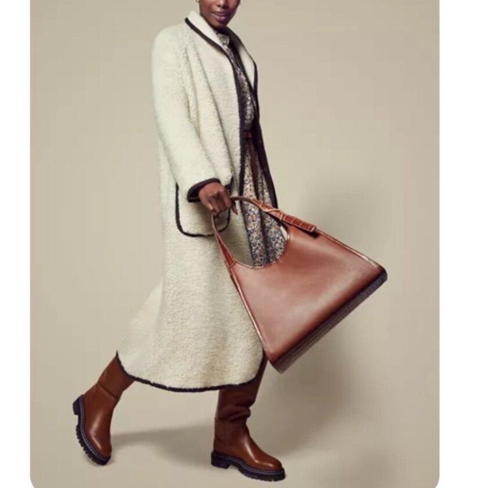 Free People Irresistable Teddy Faux Sherpa Fleece Cardi Maxi Duster Coat Jacket - Picture 11 of 16